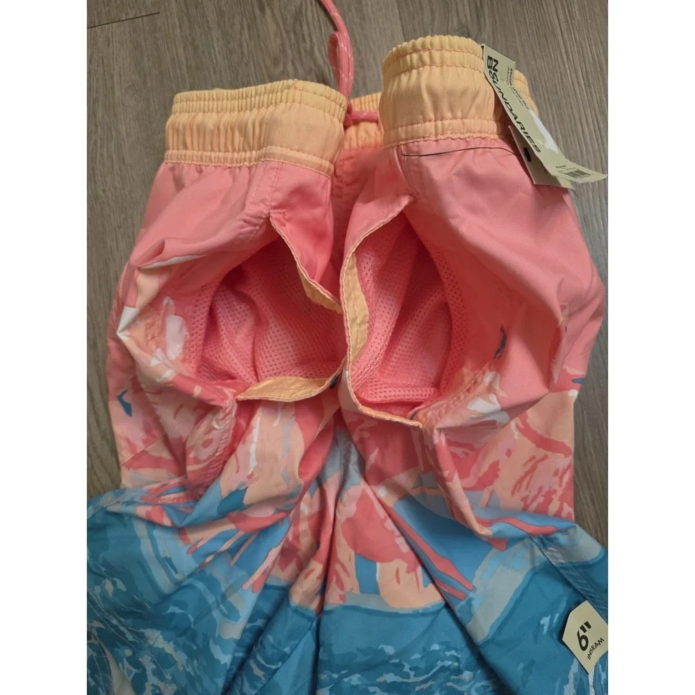 No Boundaries Mens Flamingo Swim Trunks Pink Blue XL‎ 6 Inch Inseam UPF 50+ NWT